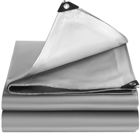 Heavy Duty Waterproof Canvas Tarpaulin Multi-Use Ground Sheet for Outdoor Camping Tent & Garden Cover (Silver,20 * 26FT)