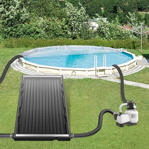 LZQ Chauffage solaire de piscine 111,5 x 66 x 6,5 cm, collecteur solaire avec plaque de protection contre la poussière et les feuilles, raccord Ø 50 mm, collecteur solaire pour prolonger la saison de