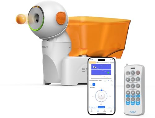 Bordtennisrobot, PUSUN bärbar pingis-maskin med nät, fjärrkontroll/appkontroll, försparade borrar, realtidssnurra/hastighet/landningspunktsjustering, skrivbordsdesign – fri placering (Dora SmartPro)