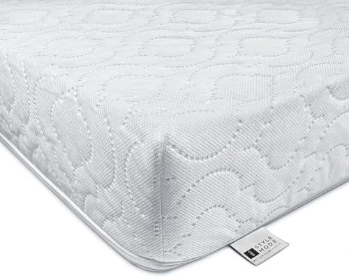 iSTYLE MODE BETTER HOME CHOICE Baby Toddler Cot Bed Fully Breathable Foam Mattress & Waterproof Cover (120 x 60 x 5) White