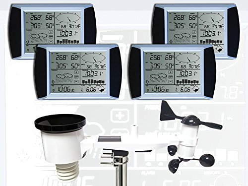 Froggit WH1080 SE QUATTRO (4 Displays) Profi Funk Wetterstation Solar Touchscreen USB (Neuer Außenmast)