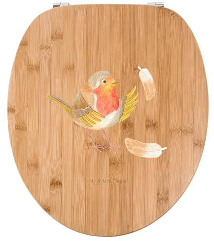 Mr. & Mrs. Panda Motiv WC Sitz Rotkehlchen Federn - Geschenk, Toilettendeckel, Toilette, Klodeckel, Motivation Sprüche, Klobrille, lustige Sprüche,