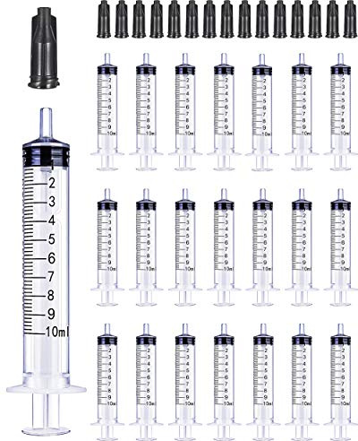 30 Pack 10ML Plastic Syringe Luer Slip with Cap, Great for Measuring, Refilling Watering and Pets Feeding(Non-sterile) (10ML)