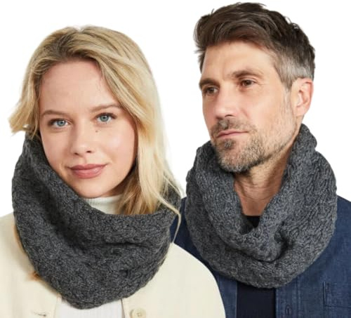 Aran Woollen Mills - Bufanda de lana de merino con cable, color gris oscuro