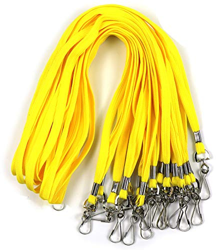 Beebel Lanyards 100 Pack Black Lanyards with Swivel Hook Clips for ID Name Badge Holder (Yellow, 100 Pack)