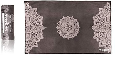 Yoga Design Lab Yoga Handtuch | Premium, rutschfest, Leichtes, Saugfähiges, Hand und Gesicht Yogahandtuch für Dein schweißtreibendes Training | Ideal für Hot Yoga, Sport, Reisen (Mandala Black)