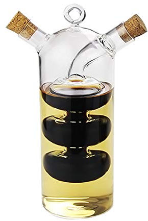 Yiyer Bottiglia di Ampolla per Dispenser Olio E Aceto 2 in 1 con Tappi di Sughero Forniture da Cucina in Vetro Trasparente Forma di Zucca