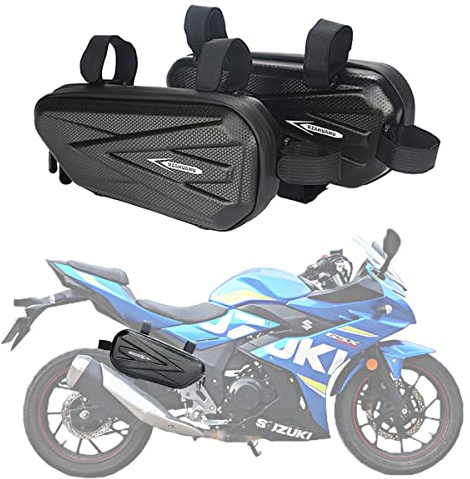RZAHUAHU Borsa da sella per moto, borsa da sella impermeabile, in EVA, con guscio rigido laterale, accessori per tubo di sella, 2 pezzi