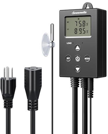 DEWENWILS Digital Temperature Controller Thermostat Outlet with Heating & Cooling Mode for Chest Freezer, Home Brewing, Green House, Incubation, Reptiles, -22°-221°F, 120V/10A/1200W