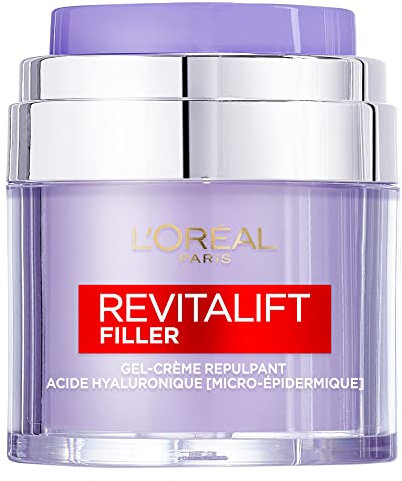 L’Oréal Paris – Gel-Crème Repulpant – Soin Hydratant & Anti-âge – À l’Acide Hyaluronique, Céramides, Niacinamide & Glycérine – Pour Tous Types de Peaux – Revitalift Filler – 50 ml