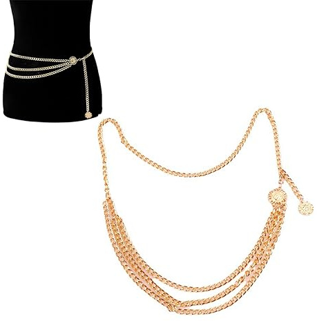 ZKSXOA Cintura Donna Elegante Catena Oro Multistrato con Ciondolo a Forma di Girasole Accessori per Cappotto, Abito e Maglione (90CM)