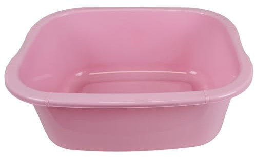 11 Litres Washing Up Bowl Rectangular Plastic Multi-Purpose Basin Mixing Sink Tidy Organizers (Pink)