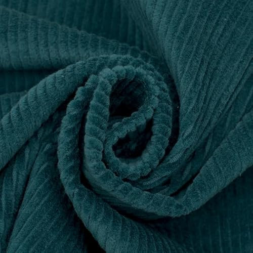 STOFFKONTOR Stretch Breitcord Stoff - Öko-Tex Standard 100 - Meterware, Farbe Petrol - zum Nähen von Bekleidung, Kissen, Deko uvm.