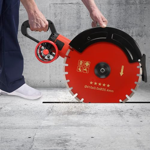 4KW 16“ Mauernutfräse Schlitzfräse Mauernutfräse 3000RPM Betonschneider Fugenfräse Mauerfräse Betonsäge Schlitzmaschine Steinschneider, zum Schneiden von Granit, Marmor, Schlitzbreit Ø 410mm