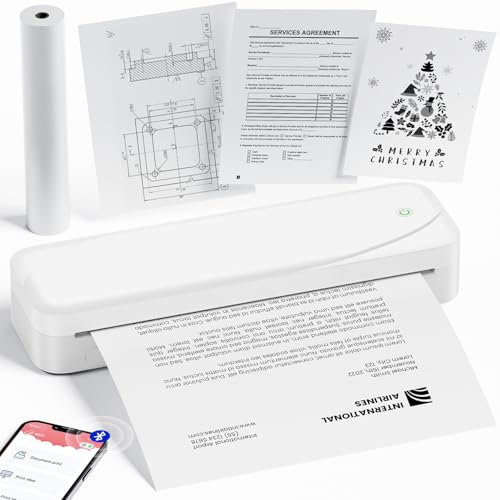 Phomemo M833 Impresora Termica Portatil A4, 300DPI Impresora Portatil Inalambrica Bluetooth para Coche, Oficina, Hogar, Compatible con Smartphones y Portátiles, Blanco