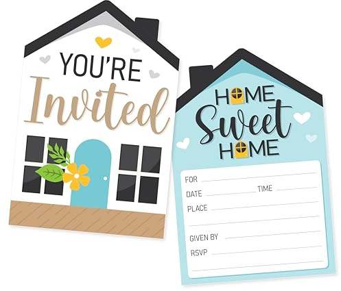 Halodete Home Sweet Home Invitation Cards, Housewarming Party Invitation Cards Supplies, Fill-in Invitations Card, New Home Greeting Cards, Welcome Home Party Decorations, 30 Cards