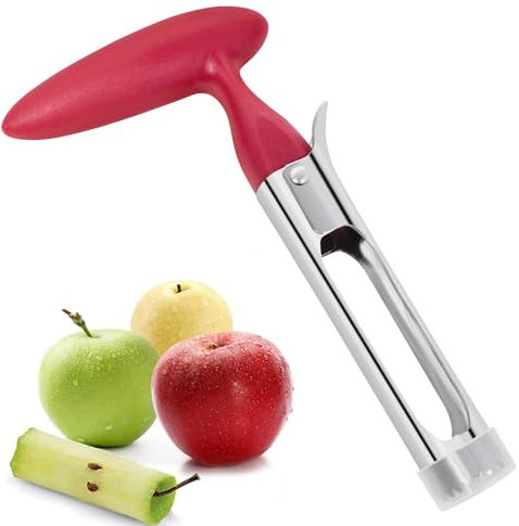 Vide-pomme pour poires, pommes, poires - Durable et portable - En acier inoxydable - Pour cuisine et lave-vaisselle - Rouge
