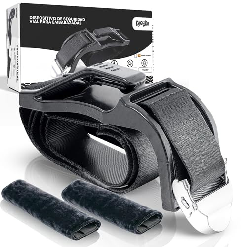 KRUGGALOO® Pack de Cinturon Embarazada Coche Homologado + 2 Almohadillas de cinturón embarazada coche | Accesorios Coche | Adaptador Cinturón | Embarazo | Cinturón embarazo | Seguridad bebe.