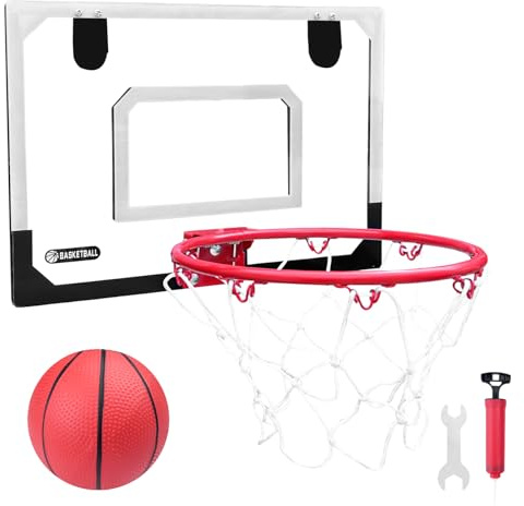 Newpop Panier de Basket Interieur, Basketball Enfant pour Chambre, Bureau Basketballs Hoop, avec 1 Ballon Et Pompe à Ballons du Baske, Ensemble de Balles pour Enfants Mural, Basket-Ball Panneau Jouet