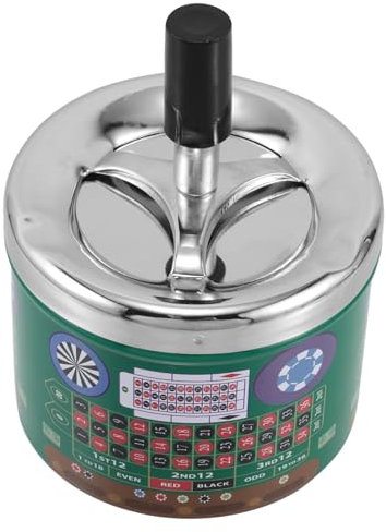 GARVALON Posacenere Senza Fumo Coperto in Metallo Con Vassoio Rotante a Pressione, Posacenere Da Tavolo Ignifugo Per Interni Ed Esterni, Spegnimento Rapido Mozziconi, Design Vintage Maschile Elegante