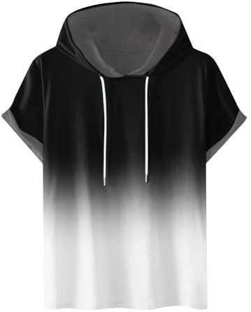 T-shirts à capuche pour homme - T-shirt d'été à manches courtes - Sweat à capuche sans manches - Sweat à capuche de loisirs - Couleur unie - Sweat à capuche surdimensionné pour hommes - Hauts en coton