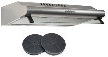 Hotte casquette visière BELDEKO 60 cm – inox – double moteur 200 W – débit 435 m³/h – filtres à charbon inclus – 3 vitesses – éclairage LED – évacuation ou recyclage – marque française