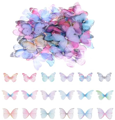 Farfalle 3D, 1000 pezzi, farfalle decorative, farfalle in chiffon traslucide, per decorazioni fai da te, scrapbooking, bagagli, fermaglio per capelli da parete e finestra