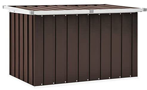 Gecheer Scatola di immagazzinaggio da giardino marrone 109 x 67 x 65 cm, contenitore per attrezzi da giardino, cassapanca per balcone, piscina e terrazza