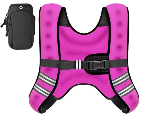 GEEBOBO Weighted Vest for Women Men, 8lb/12lb/16lb/20lb/25lb/30lb Weighted Vest Woman Adjustable Weights for Walking, Strength Training, Running, 8Lbs, Pink
