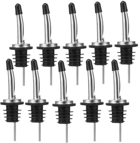 Changyeah 10 Piezas Vertedor de Botellas, Boquillas Aceite In Acero Inoxidable, Botella Vertedores Espíritu, Reutilizable, para Verter Licor, Vinagre