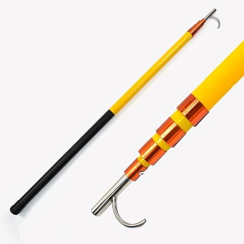 Boat Hook Telescoping Boat Hook Push-Pull, Docking Stick for Boating/Undocking/Mooring, Space Saving Decoy Retriever Pole with Replaceable Hooks(Yellow,120-550cm/47-217)