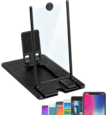 Genérico Lente di ingrandimento per schermo proiettore per telefono cellulare 3D HD supporto pieghevole telecomando senza fili ingrandimento grande schermo | per film TV giochi video intrattenimento