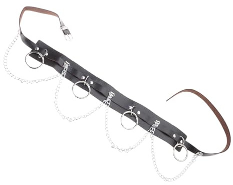 Dcfbkl Dark Trend - Cinturón ancho de metal con cadena de cintura punk para mujeres, bailes, clubes, fiestas, jeans, vestidos, festivales, cinturón, Negro, Talla única