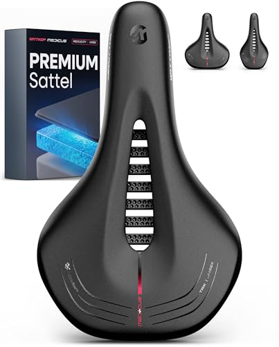 Wittkop Sella per bicicletta da uomo e donna, comoda sella in gel con morbida imbottitura in schiuma a bolle, sedile ergonomico per bicicletta elettrica, città, trekking, MTB, impermeabile, con