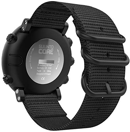 MoKo Bracelet Compatible avec Suunto Core, Bande de Poignet de Rechange Ajustable en Nylon Tissé avec Anneau à Double Boucle pour Suunto Core Montre Intelligente - Noir