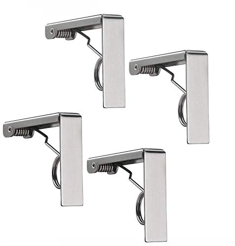 Xrten 4 Pcs Pinces à Nappe en Acier Inoxydable, Clips Anti-Glissant, Fixe-Nappe à Ressort
