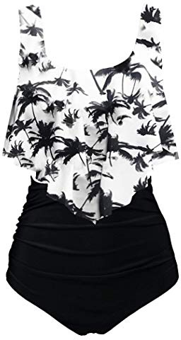 Aidotop Swimsuit for Women Top Ruffled High Waist Swimwear Two Pieces Bathing Suits Bikini Sets