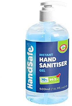 500ml Hand Sanitiser Gel from Handsafe, Kills 99.9%+ Bacteria and Viruses, 70% Alcohol, Medical Grade, Anti Bacterial Fast Acting Formula