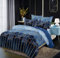 Luofanfei Bettwäsche Set 200x220 Gestreift Blau Dunkelblau Bettwaesche 3 Teilig Geometrisch Muster Modern Bettdeckenbezug Set Microfaser Bettbezug und Kissenbezug 80x80cm mit Reißverschluss