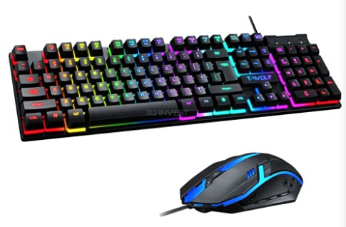 TF200-tangentbord med kabel och datormus - Gaming, med QWERTY-belysning