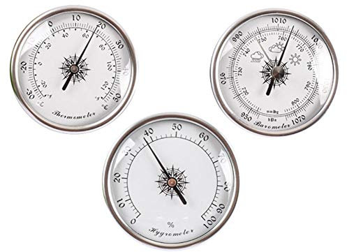 JINYISI barómetro, termómetro, higrómetro, barómetros, barómetros, barómetros para el hogar, medidor de presión barométrico, estación meteorológica analógica 3pcs/set