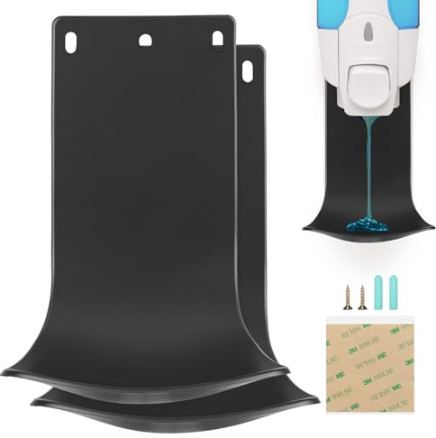 ZIOZERTT 2PCS Dispenser Drip Tray Wall Mount Soap Dispenser Bracket,Laundry Detergent Drip Catcher Prevent Dripping and Spraying, Easy to Clean(Black