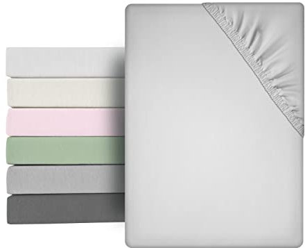 BEAUTEX Microfaser Spannbettlaken Spannbetttuch, leichte und weiche Premium Qualität (90x200x30 cm, Hellgrau)