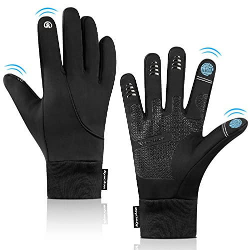 flintronic Cycling Gloves Running Gloves, Winter Thermal Gloves with Buckle Touchscreen Anti-Slip Waterproof Windproof Warm Liner Unisex Gloves for Skiing Cycling Climbing Driving Fishing, M
