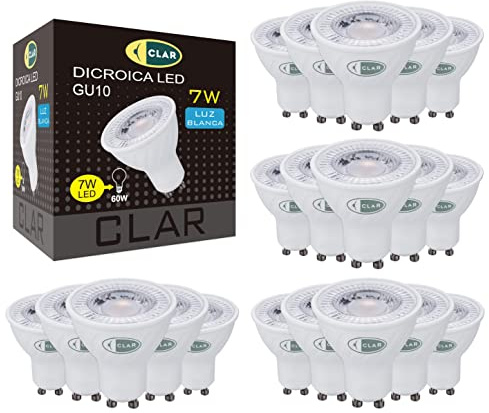 CLAR - GU10 LED-lampa 7W, GU10 LED-lampa, GU10 LED-spotlight, GU10 LED-lampa GU10 LED-lampa, GU10 LED-spotlight, neutral vit 4000ºK (förpackning 10)