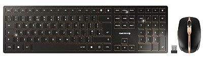 CHERRY DW 9100 SLIM, Set di Tastiera e Mouse Senza Fili, per l'Italia QWERTY , Connessione Bluetooth e Wireless 2,4 GHz, Tasti Silenziosi, Ricaricabile, Nero-Bronzo, Italiano - QWERTY