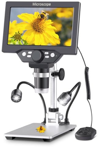 Koolertron LCD Digital Mikroskop, 7 Zoll 1080P USB Mikroskop mit Licht und Fernbedienung, Mikroskopkamera für Erwachsene/Kinder,mit 32G TF