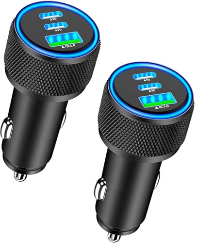 USB C Car Charger, Rombica 2Pack 3-Port 67W Dual PD USB-C&USB-A Car Power Cigarette Lighter USB Charger 3 in 1 PD/QC Type C Fast Car Charge for iPhone 17 17 Pro Max 16 15 14 13 12/Galaxy S25 S24/Pixel
