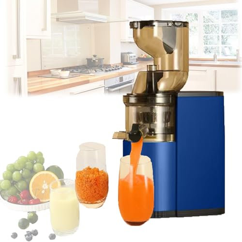 Juicermaskin,Stor Mun,Stor 3 Tums Matarränna,800W Effekt,65Rpm/Min,500Ml Centrifugaljuicer,För Hela Frukter Och Grönsaker,Lätt Att Rengöra,Med Juicekopp,Rengöringsborste,Blue