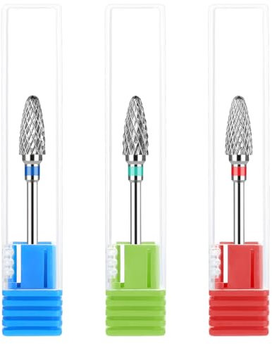 3 brocas de uñas para quitar uñas, gel acrílico, cutículas, carburo de tungsteno, cabezales de molienda de carburo de tungsteno, puntas de limas de tungsteno para manicura, pedicura, salón de casa